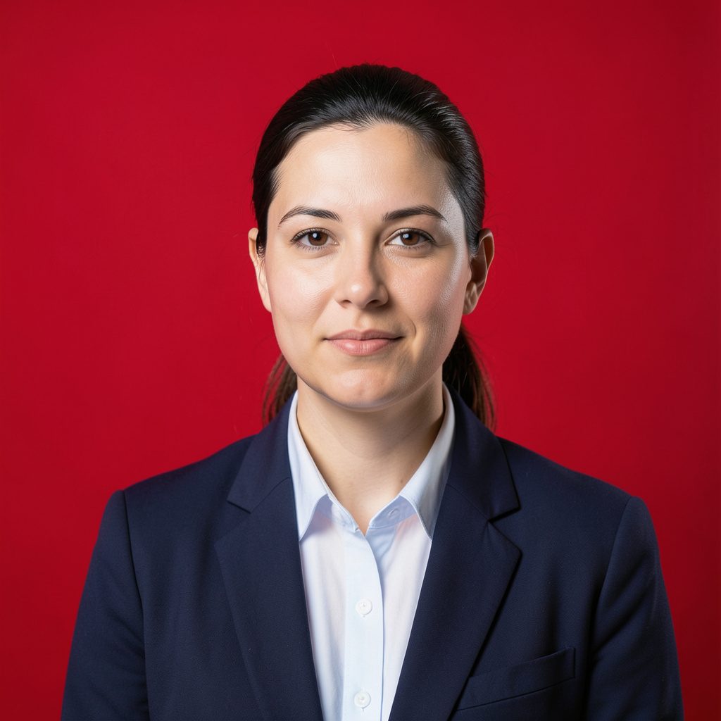 Clean studio photograph representing a business process with stacked navy and crimson geometric shapes on a plain backdrop